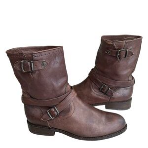 FRYE Harness Boots Cross Engineer Brown Leather